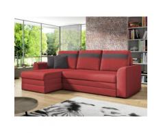 Divano letto angolare in tessuto Rosso con bande antracite - GIANY