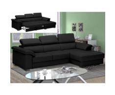 Divano letto angolare in pelle di lusso Nero - Angolo a destra - EXPERIENCIA
