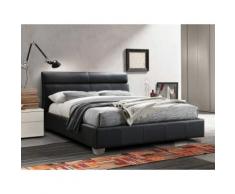 Letto WANDA - 160 x 200 cm - Cuoio di bufalo - Nero