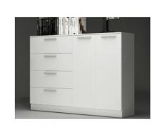 Comò con 4 cassetti e 1 scomparto Bianco - MATHIAS