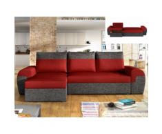Divano letto angolare reversibile in tessuto Bicolore rosso e antracite - GABY