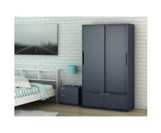 Armadio 2 ante e 2 cassetti L.98 cm in MDF grigio - LUCILE
