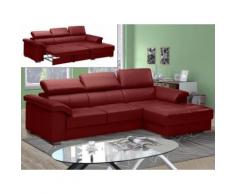 Divano letto angolare in pelle di lusso Rosso - Angolo a destra - EXPERIENCIA