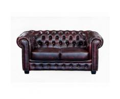 Divano Chesterfield a 2 posti 100% cuoio di bufalo Cherry - BRENTON