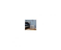 Arredo Interno Comodino in legno Bianco frassinato con 2 cassetti Cemento Cemento
