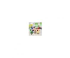 Costway Set tavolo e 4 sedie per bambini in legno Set mobili 5 pezzi per bimbi da gioco 66x56x48cm Colorato/Legno
