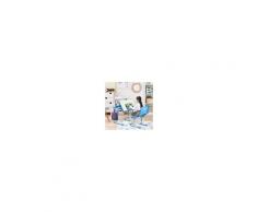 Costway Scrivania per bambini altezza regolabile 54-76cm Set tavolo e sedie bimbi inclinabile con lampada Blu