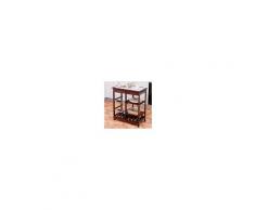 Costway Carrello da cucina in legno a 4 ripiani con ruote due cassetti portabottiglie e cestini di frutta ripiani 67x37x75cm Marrone