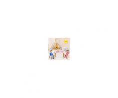 Costway Set tavolo e 2 sedie di legno per bambini per casa asilo e aule 78x53x53cm Rosa