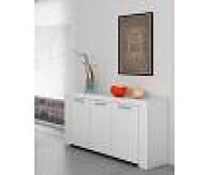 Caesaroo Mobile credenza 144x80 cm Bianco Artik con tre ante e tre ripiani interni Bianco