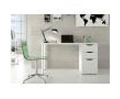 Caesaroo Scrivania da ufficio 138x60 cm Bianco opaco con due cassetti ed un'anta Bianco
