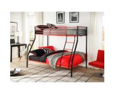 Letto a castello 90 e 140x190 cm Nero e rosso - ELEVATIO III