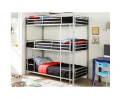 Letto a castello 3x90x190 cm Grigio - ELOUAN