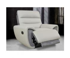 Poltrona relax in pelle e dettagli in microfibra Grigio e antracite - COSMY