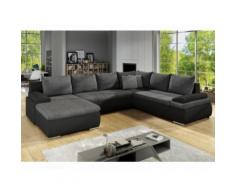 Divano letto angolare panoramico reversibile in similpelle e tessuto Bicolore nero e grigio - DAKOTA