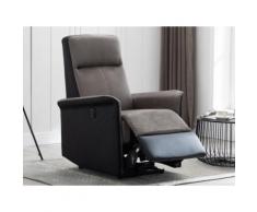 Poltrona relax in microfibra e similpelle Grigio e nero - GENOVESA