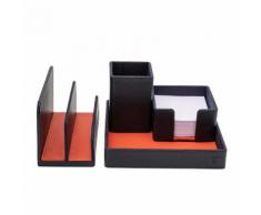 DUDU Set da Scrivania in Pelle per Ufficio 4 pz con Svuotatasche Porta Penne Porta Lettere Porta Block Notes Navy