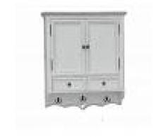 Milani Home Armadio pensile con appendiabiti in legno di paulownia shabby chic 45 x 34 x 66