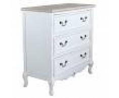 Milani Home CAROLINE - cassettiera 3 cassetti in legno di paulownia shabby chic 80 x 38 x 80
