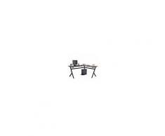 Homcom Scrivania angolare per ufficio in legno, nero, 155x130x76cm