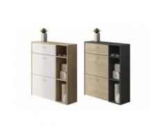 Mobile scarpiera Zapatero con cassettiera: Legno naturale (ante grigio antracite)