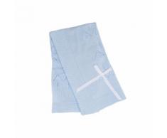 Coperta in maglia lavorata azzurra