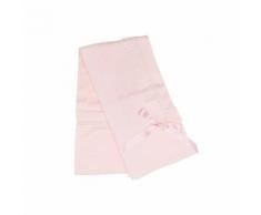 Coperta in maglia lavorata con fiocco rosa