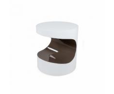 Tavolino in mdf laccato lucido, talpa/bianco