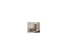Caesaroo Mobile bagno sospeso 60 cm Holly in legno Rovere Fumo con un cassettone e Lavabo in ceramica 60 cm - Con specchio e lampada LED - Rovere Fumo