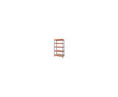 Scaffale Legno/metallo 5 Ripiani 175 Kg Montaggio Ad Incastro Blu E Arancio 90x176x40 Cm