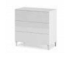Caesaroo Comò Bianco lucido 3 cassetti Bianco