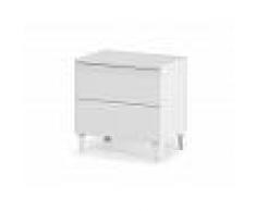 Caesaroo Comodino bianco lucido 2 cassetti Bianco