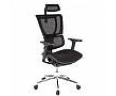 Hjh Poltrona ergonomica NETTUNO, 100% regolabile, completa di tutti gli optional, sostegno lombare, in nero