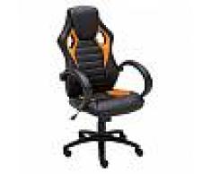 Sediadaufficio Poltrona Gaming ASCARI, design sportivo unito a grande comodità, in pelle e tessuto, colore nero e arancione