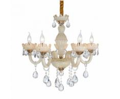 Lampadario da soffitto Cristallo dorato e gocce Trasparenti 5 Bracci 2072-5