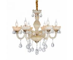 Lampadario da soffitto Cristallo dorato e gocce Trasparenti 6 Bracci 2072-6