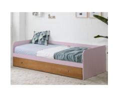 Letto divano con letto estraibile 2x90x190 cm in MDF Rosa pastello e ciliegio - JULIETTE
