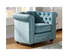 Poltrona CHESTERFIELD in velluto Azzurro pastello