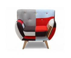 Poltrona in tessuto Patchwork con sfumature rosso e nero - SERTI