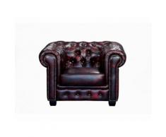 Poltrona Chesterfield 100% cuoio di bufalo Cherry - BRENTON