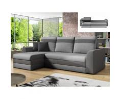 Divano letto angolare reversibile in tessuto Grigio e fasce antracite - GIANY