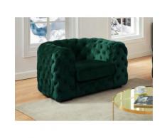 Poltrona Chesterfield in velluto Verde scuro - STANLEY