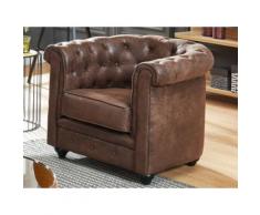 Poltrona CHESTERFIELD in microfibra aspetto cuoio invecchiato
