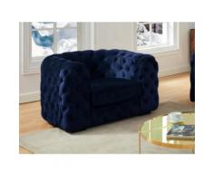 Poltrona Chesterfield in velluto blu notte - STANLEY