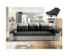 Divano letto 3 posti in Tessuto Bicolore nero e grigio chiaro - GABY