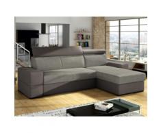 Divano letto angolare e reversibile in tessuto e similpelle Beige e tortora - VALMY