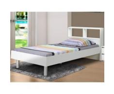 Letto singolo con vani portaoggetti Bianco - 90x190 cm - LUCILE