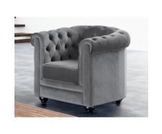 Poltrona CHESTERFIELD in velluto Grigio
