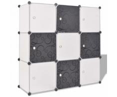 vidaXL Armadio Salvaspazio a Cubo con 9 Scomparti Bianco e Nero