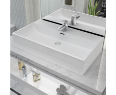 vidaXL Lavandino con Foro Rubinetto in Ceramica Bianca 76x42,5x14,5 cm